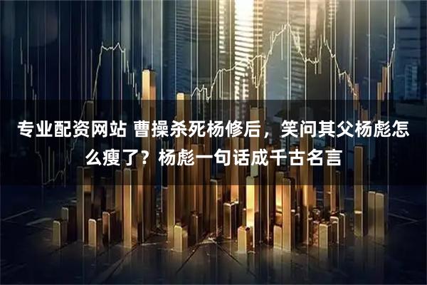 专业配资网站 曹操杀死杨修后，笑问其父杨彪怎么瘦了？杨彪一句话成千古名言